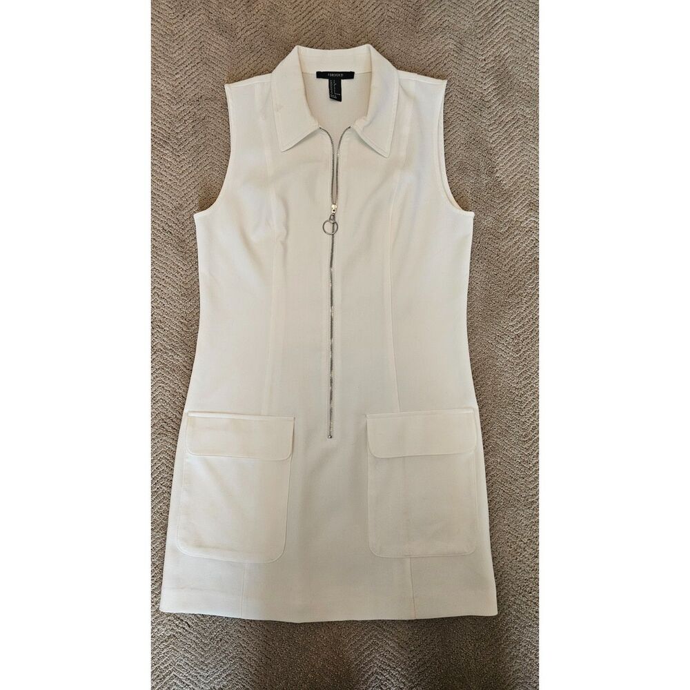 Forever 21 White Sleeveless Zip‑Front Dress • Size S
